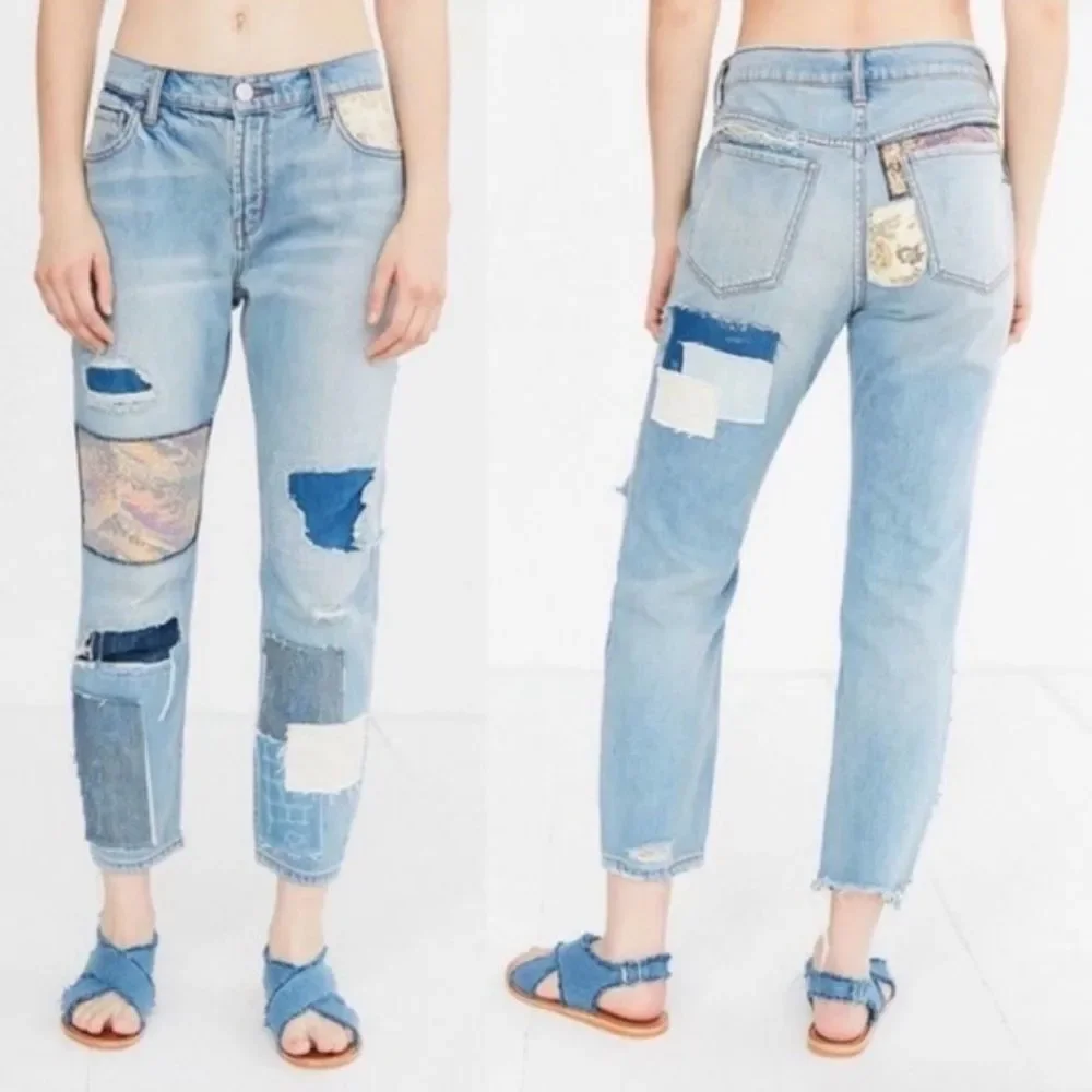 Urban Outfitters BDG Patchwork Distressed Slim Boyfriend Jeans